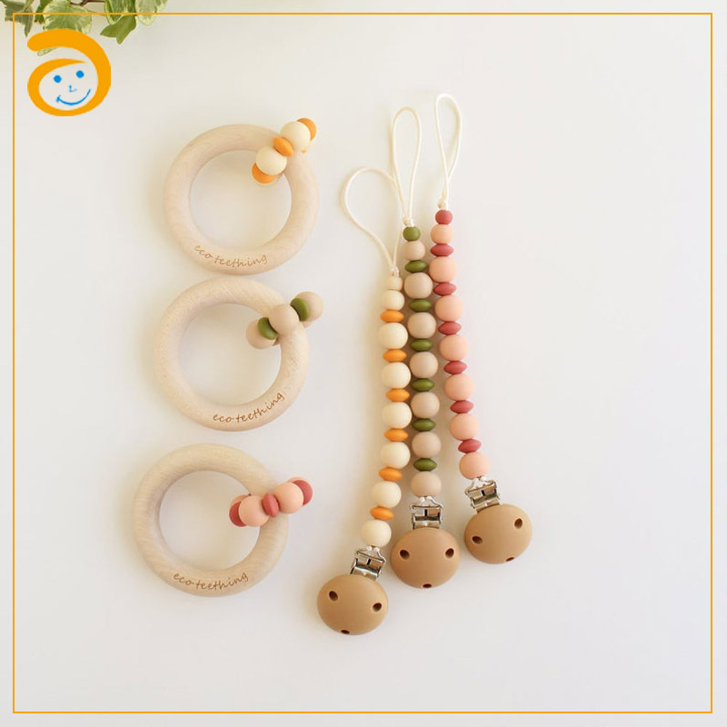 Customized Silicone chewbeads Pacifier Clip Chain Bite Beads