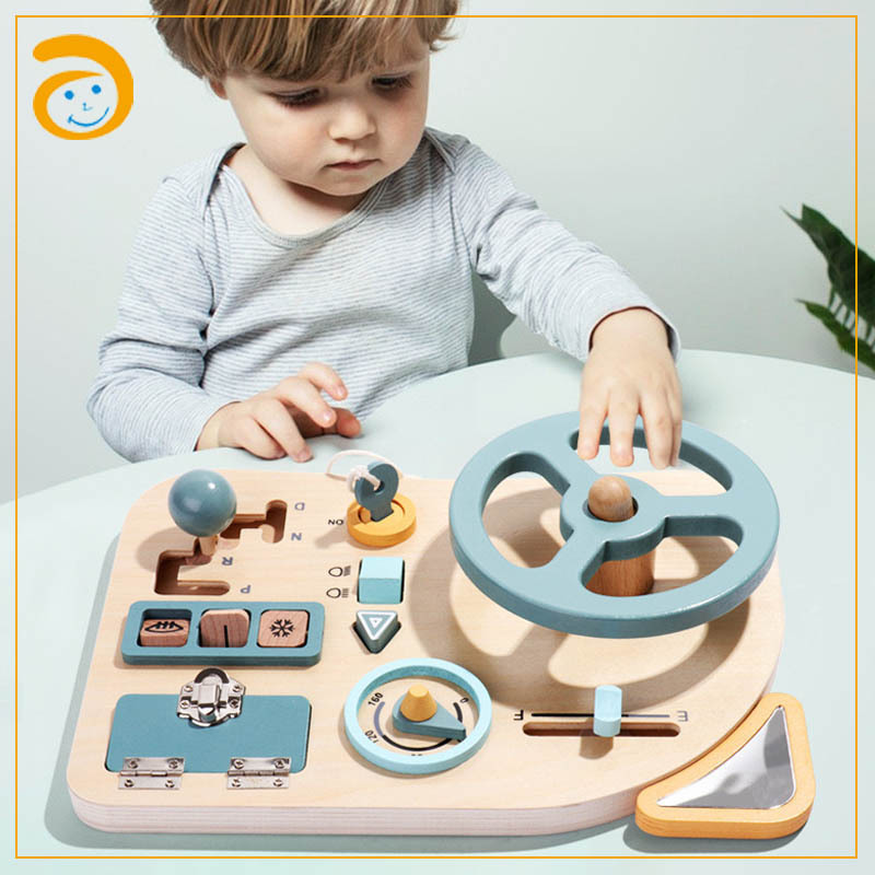 Busy Board Wooden Montessori Educational Toy Drive Car For Kids Learning Toys For Toddlers