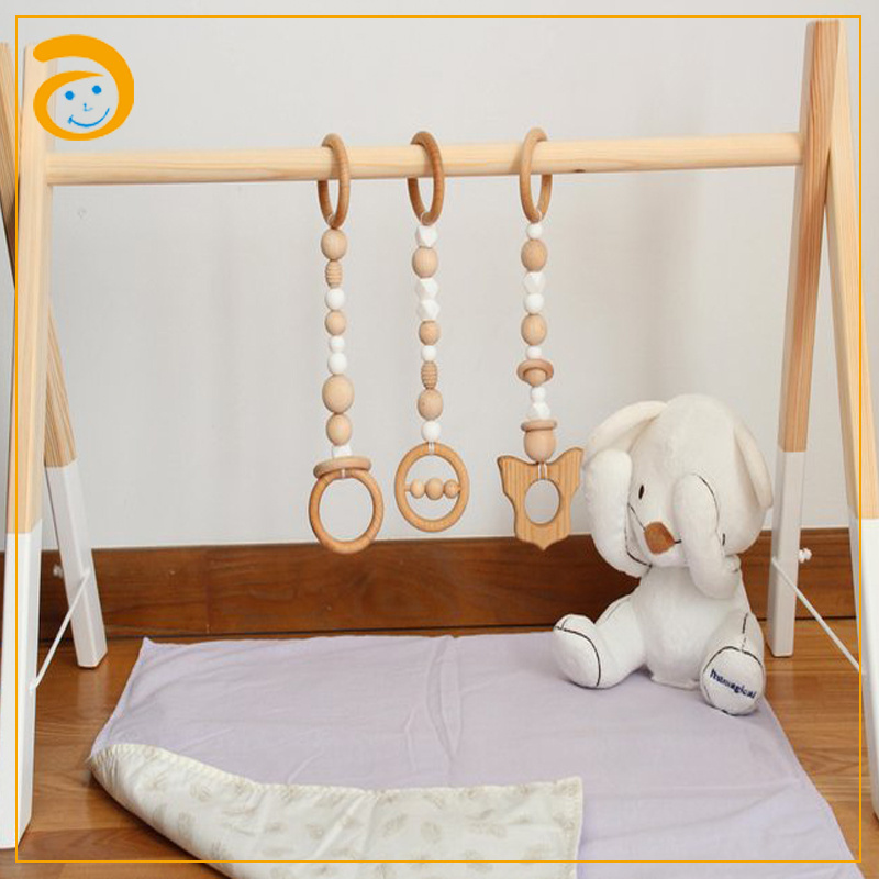 Kid Toys Wood Gym Frame Baby Wooden Foldable Play Gym With teething toy