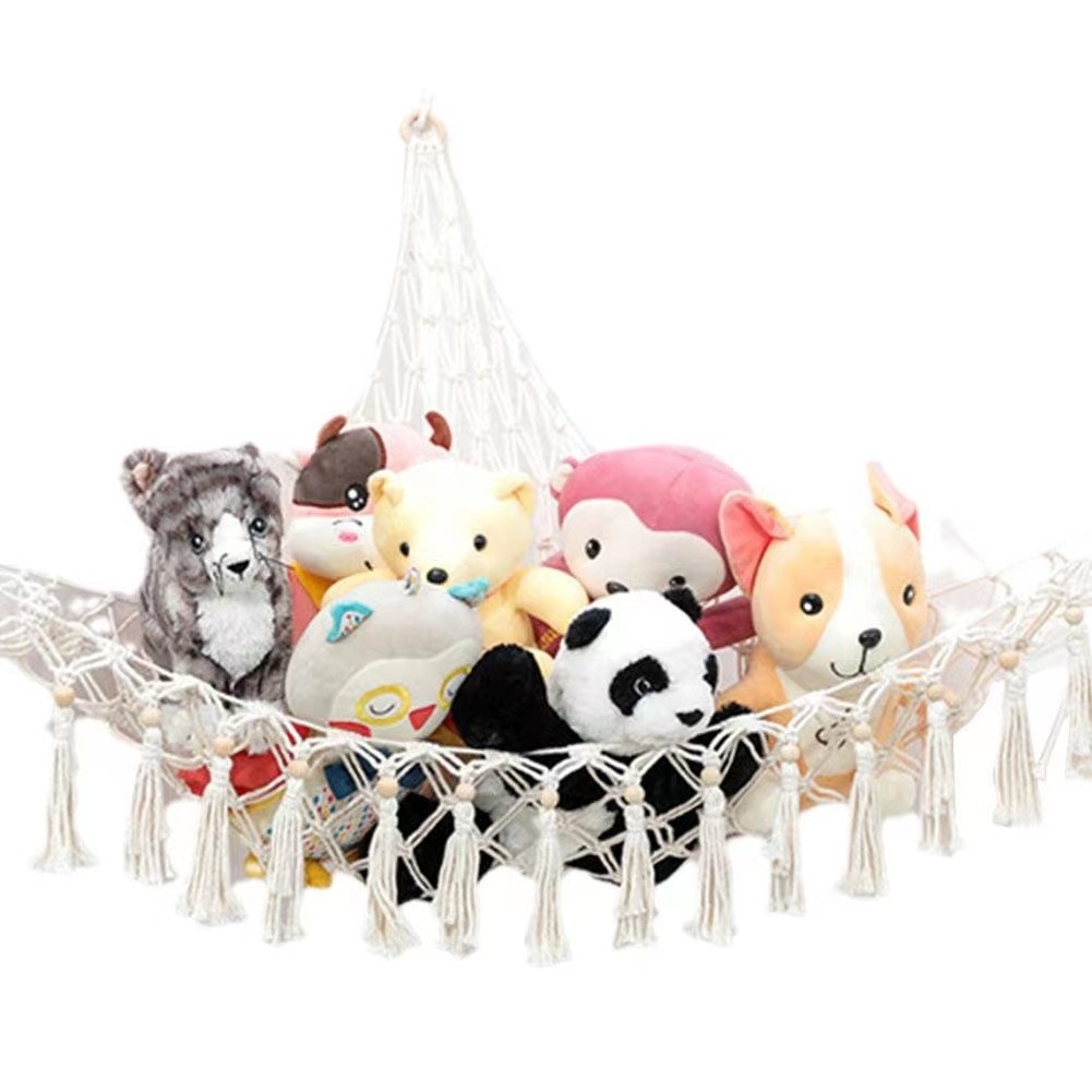 macrame stuffed animal toy hammock hanging hanging storage nets kids wholesale boho decor hammock