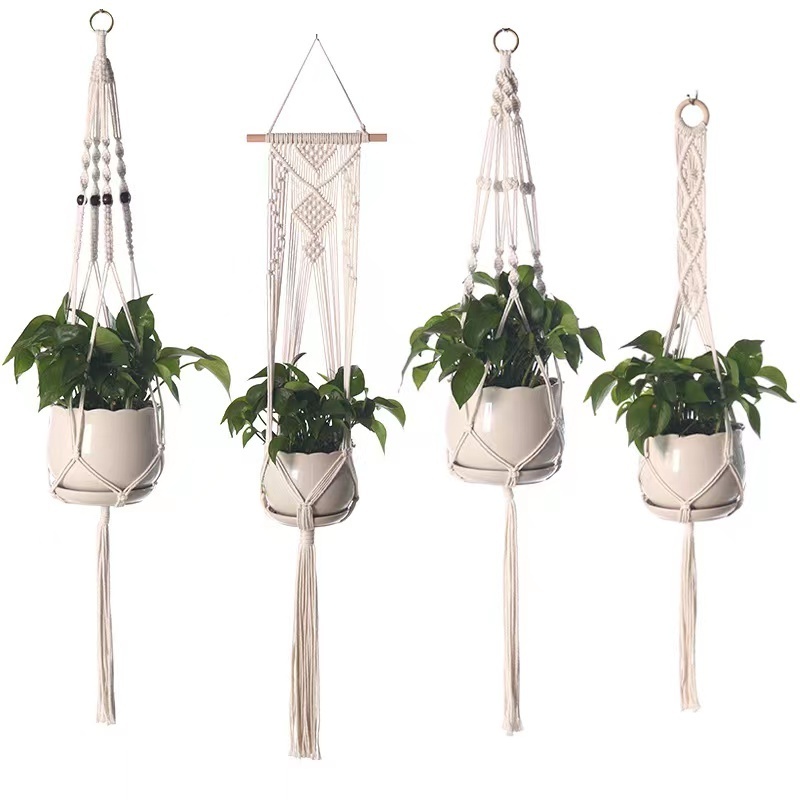 2023 Factory Outlet Macrame Plant Hanger Crochet Hanging Planter Indoor Outdoor Basket