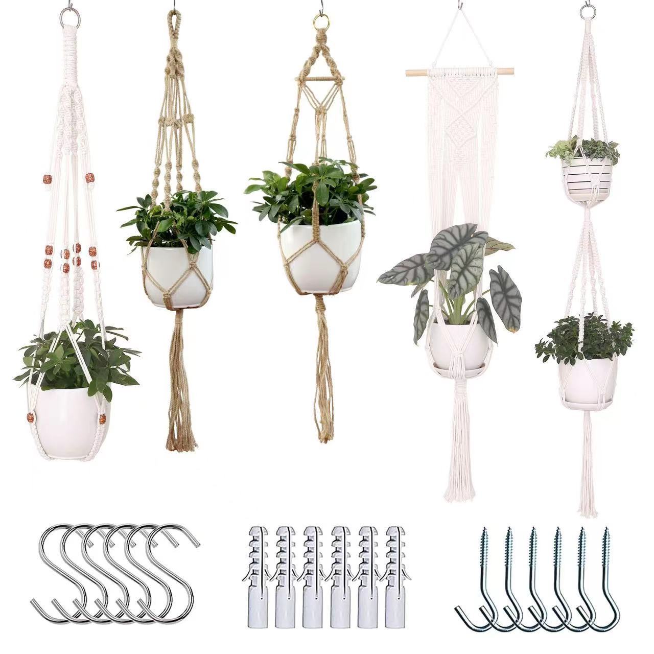 macrame plant home decoration Hanging Planter Basket Cotton Rope handmade flower hanging pot rope net