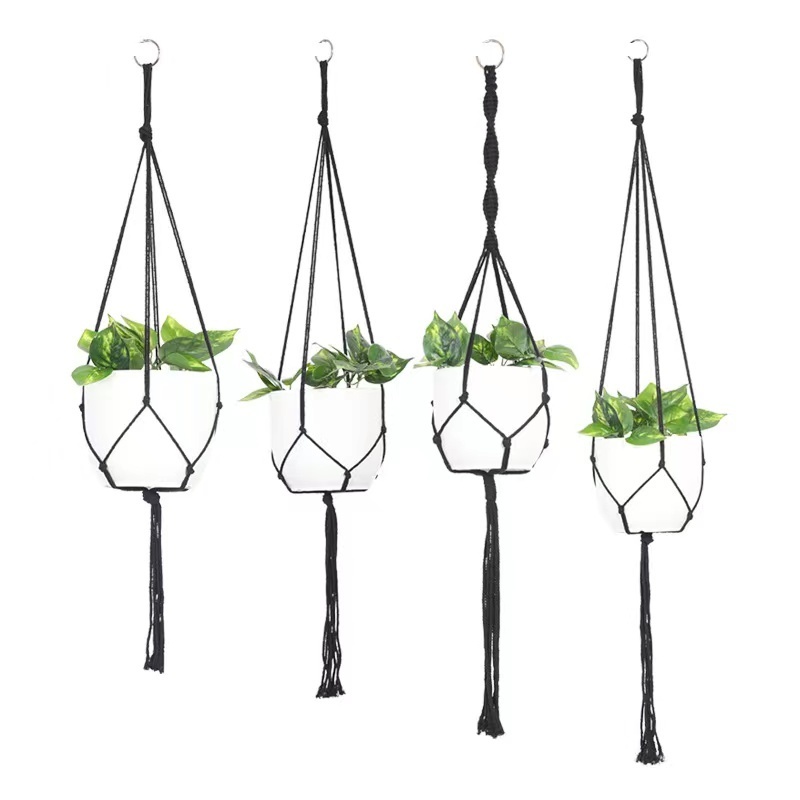 2023 Hot Selling Macrame Plant Hanger Crochet Hanging Planter Indoor Outdoor Basket