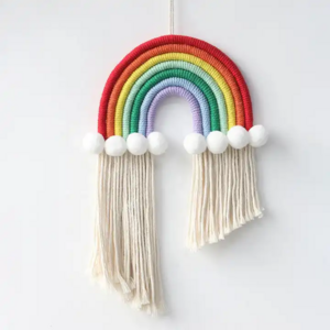 Colorful Rainbows Cloud Woven Wall Hanging  Macrame Boho Decor Kids Room Decoration