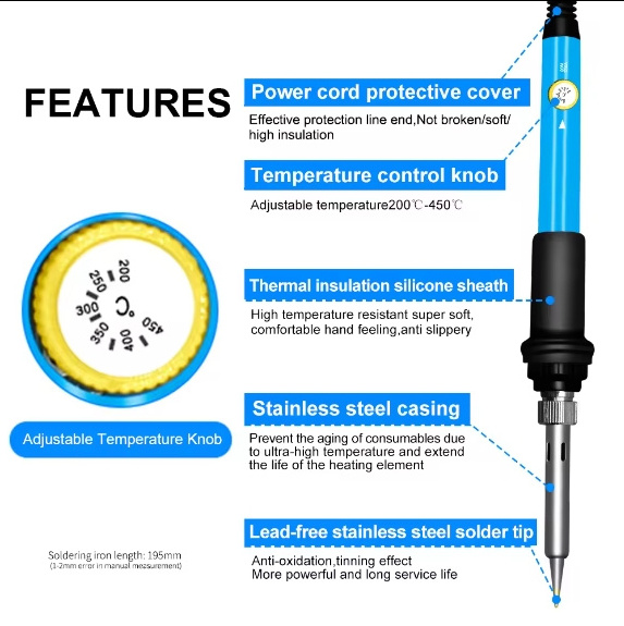 60W Adjustable Temperature Soldering Electronic Tool Kit Soldering iron