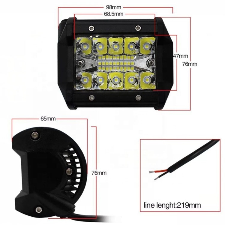 3 row 4 inch LED light bar 60W 6000LM LED work light 12-30V head light for truck