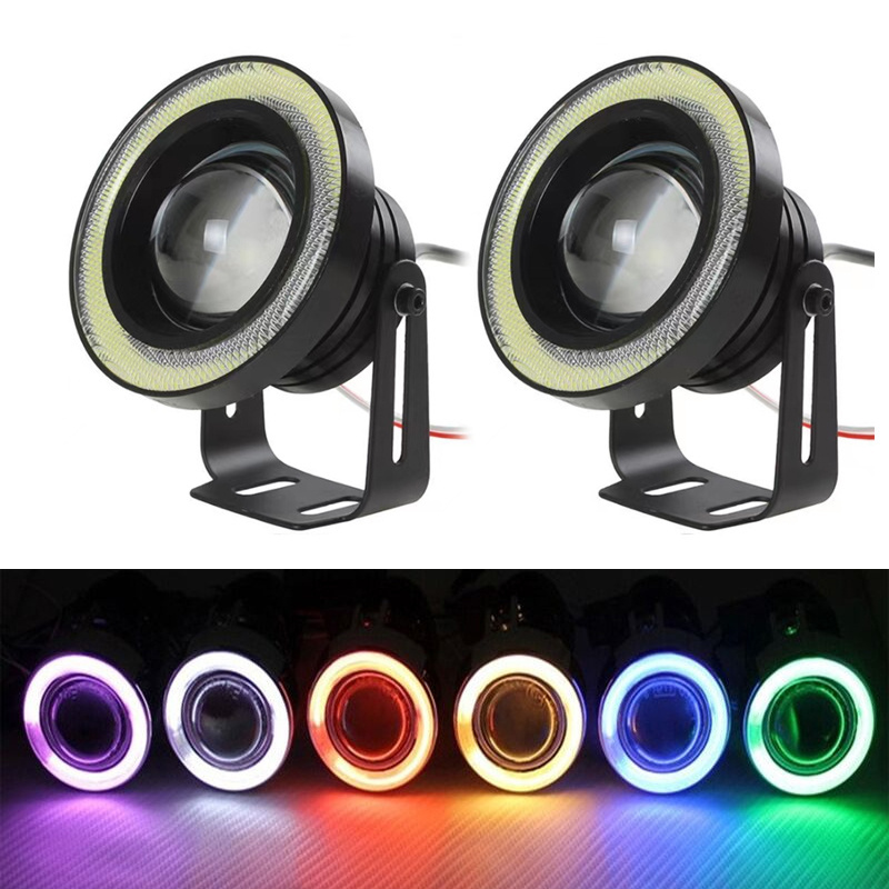 3.5inch 3inch 2.5inch 64mm 76mm 89mm LED angel eyes fog lamp for 12V car COB dual color angel eyes projector lens fog light bulb