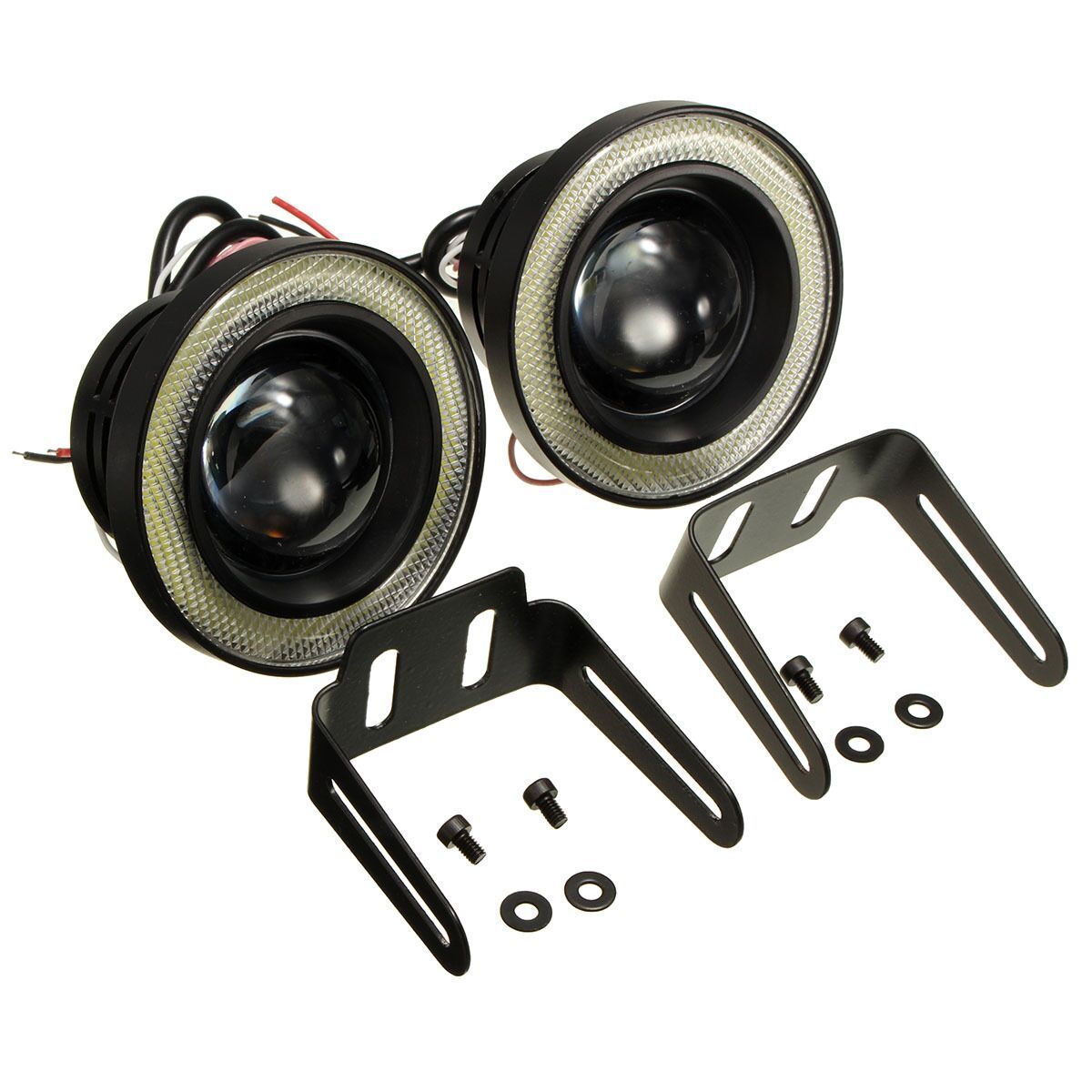 3.5inch 3inch 2.5inch 64mm 76mm 89mm LED angel eyes fog lamp for 12V car COB dual color angel eyes projector lens fog light bulb