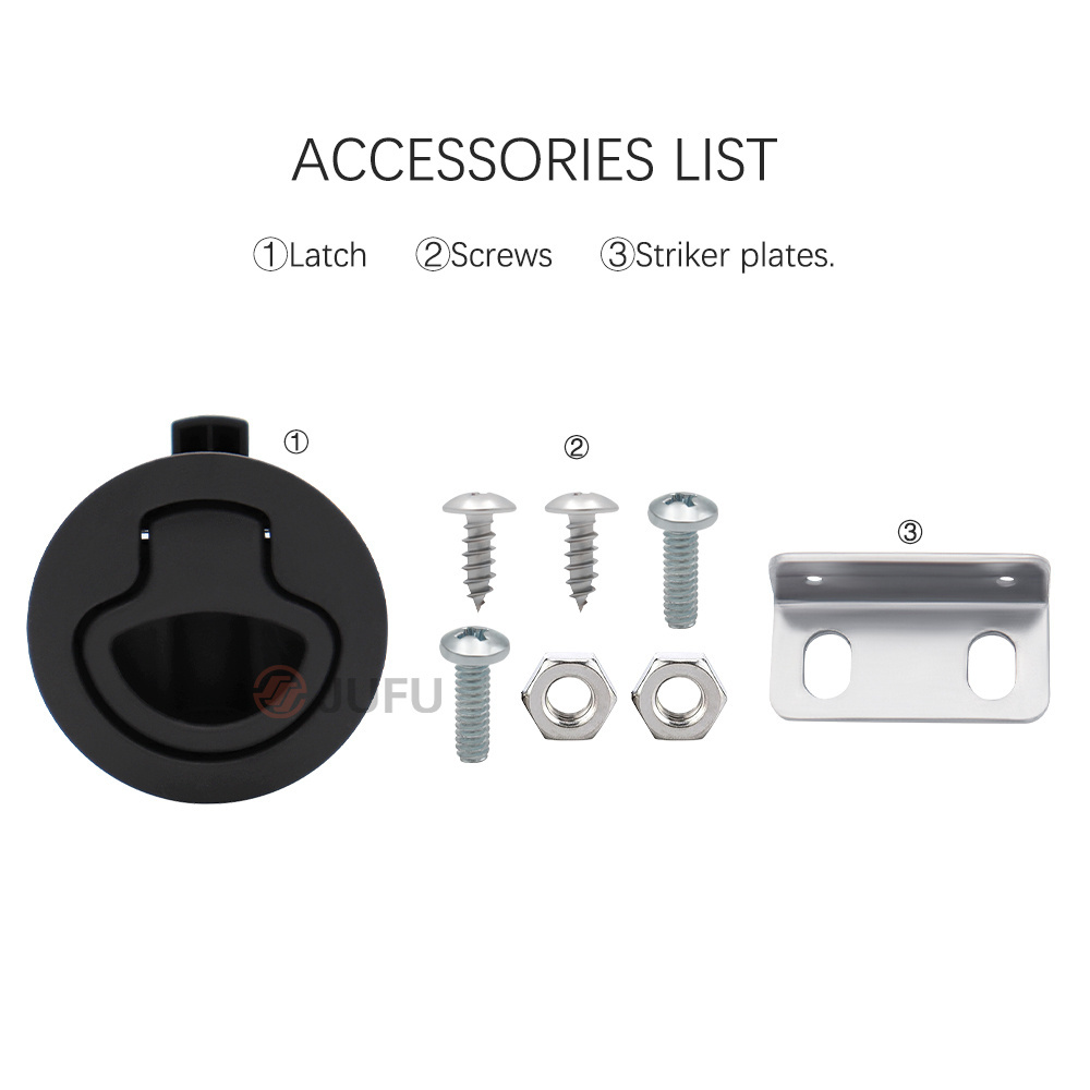 Marine Latch Plastic Black Cupboard Parts Heavy Duty Flush Sliding Window Boat Rv Grade Round Deck Slam Flush Marine Latch