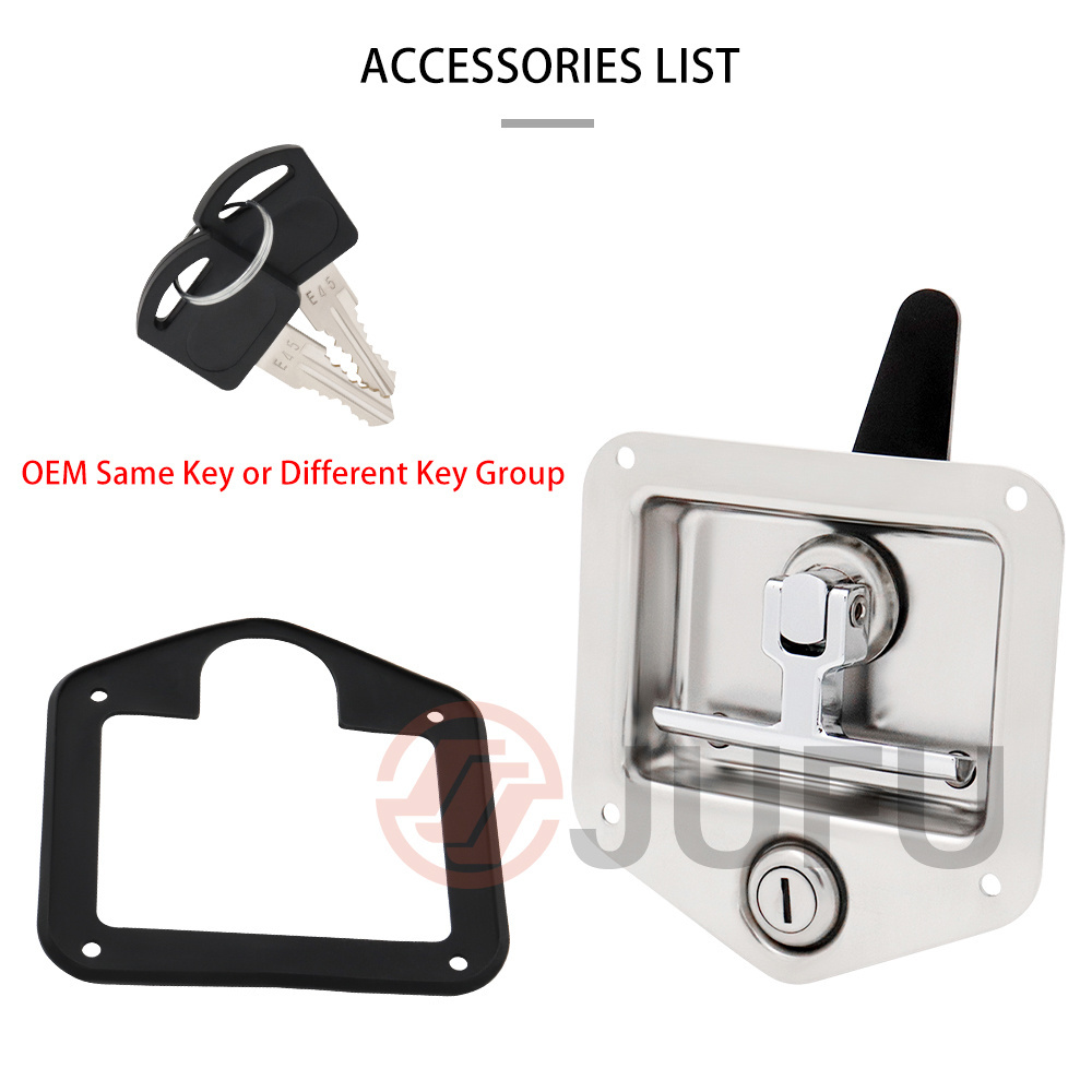 SS6202 T Handle Door  Lock Panel Stainless Steel Folding T handle Tool box Latch Paddle Truck Door Lock