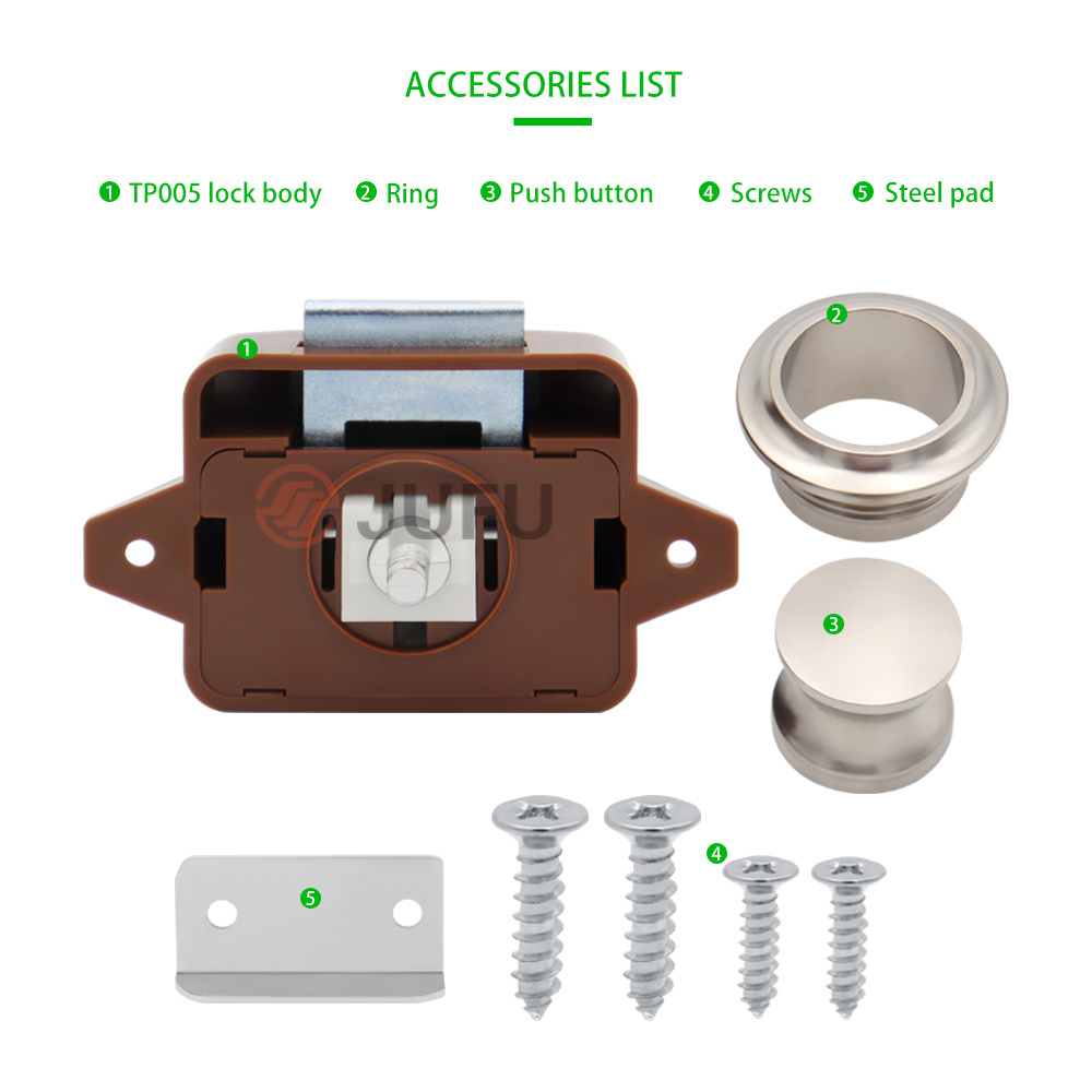 Caravan door lock RV Cabinet Push Lock Push Button caravan Catch Cupboard Door Knob Latch Lock For Rv Camper Motor Home