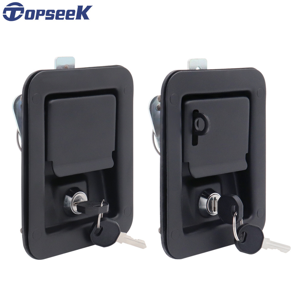 Black coated industrial cabinet Recessed Lockable key locking Paddle Lock Handle Latches with 3 point locking