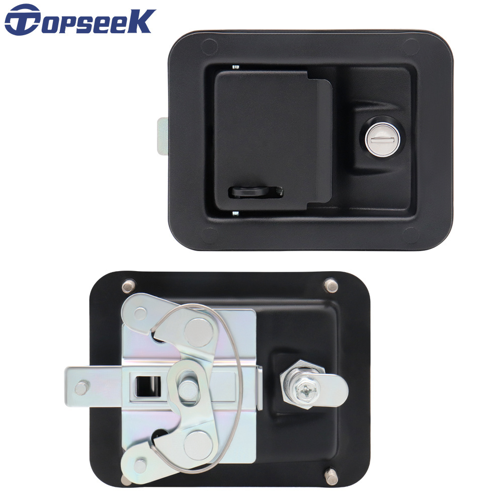 Black coated industrial cabinet Recessed Lockable key locking Paddle Lock Handle Latches with 3 point locking