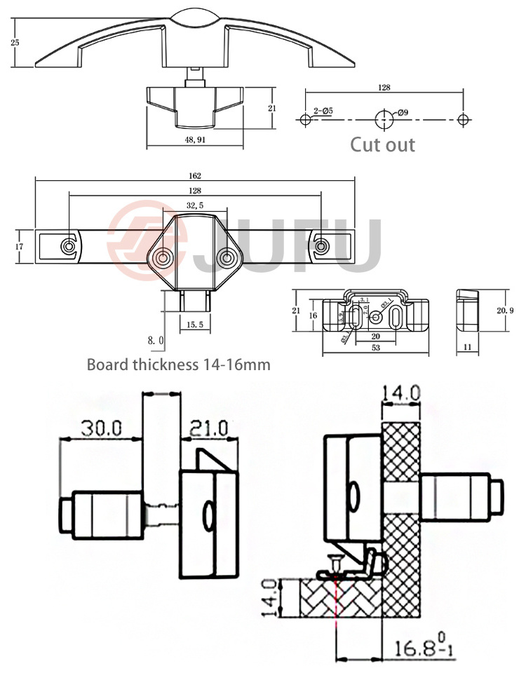 Push lock 160mm/128mm zinc alloy handle camber button Caravan motorhome RV push locks for caravan cabinet lock