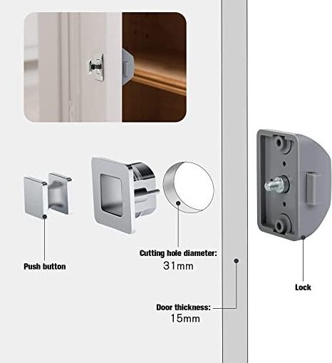 Rv door latch Square Push Button lock Cupboard Door Knob Latch Lock for Rv Camper Motor Home Caravan