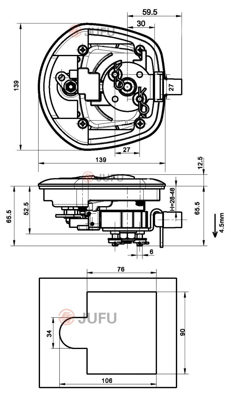 whale tail latch Compression Folding T Lock Black tool box whale tail lock with Handle Trailer Caravan Toolbox fishtail latch