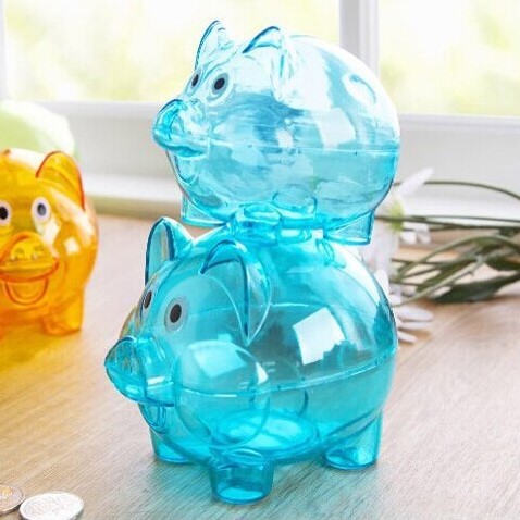 Promotional Gift PS Money Safe Box Plastic Alcancia Shaped Coin Bank Piggy Banks Transparent White Box Pig 12*8*11 Cm 10*7*8 Cm