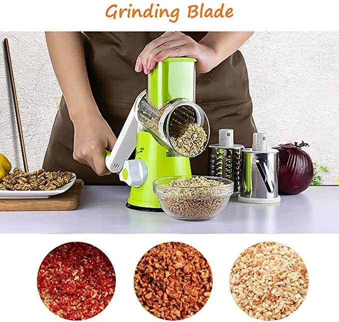 Rotary Drum Grater Vegetable Mandoline Slicer Spiralizer Cheese Chopper