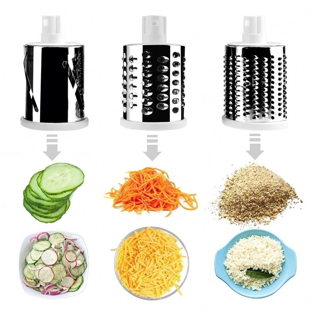 Rotary Drum Grater Vegetable Mandoline Slicer Spiralizer Cheese Chopper