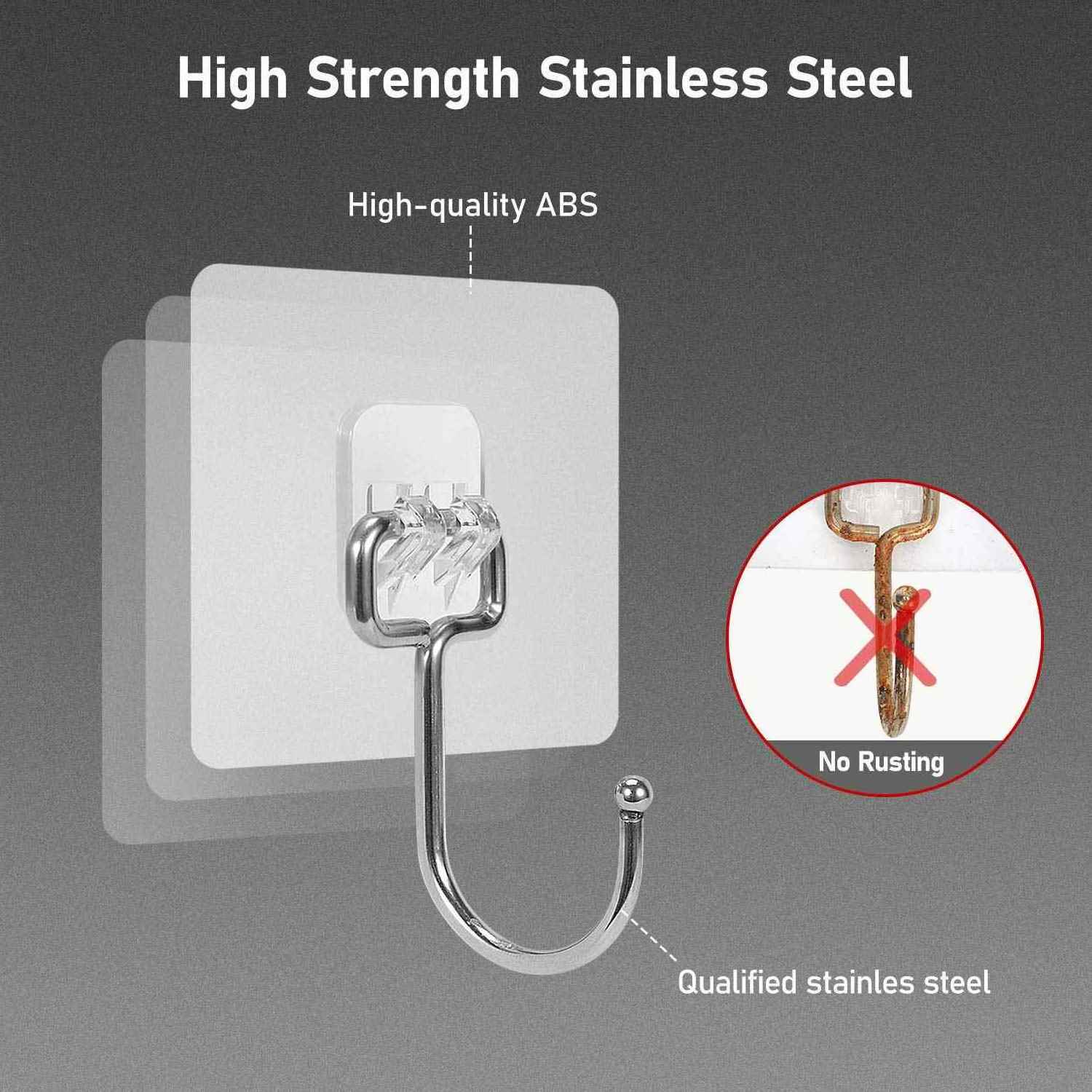 Large Adhesive Hooks  Wall Hangers Without Nails Self-Adhesive Traceless Clear And Removable