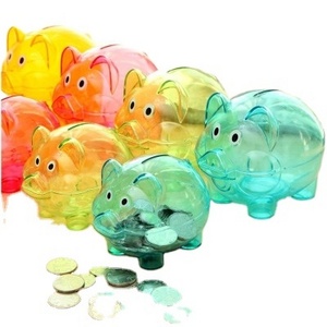 Promotional Gift PS Money Safe Box Plastic Alcancia Shaped Coin Bank Piggy Banks Transparent White Box Pig 12*8*11 Cm 10*7*8 Cm