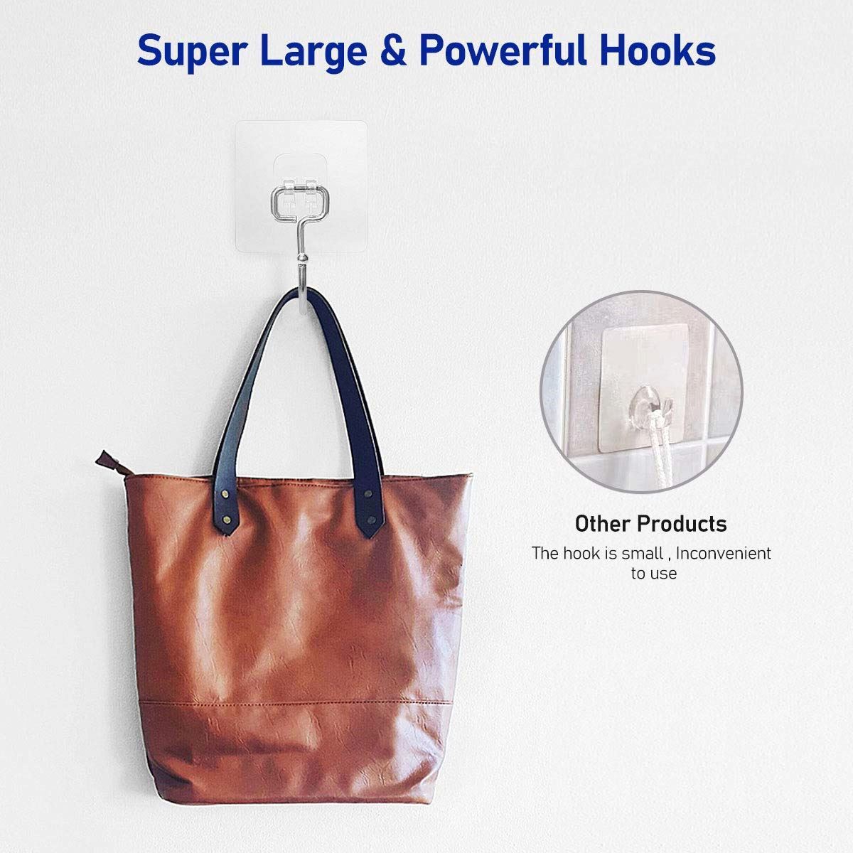 Large Adhesive Hooks  Wall Hangers Without Nails Self-Adhesive Traceless Clear And Removable