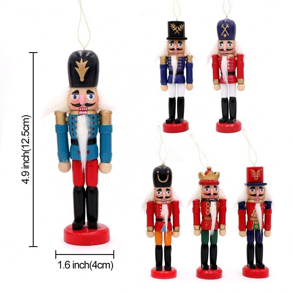 Free Shipping Wholesale 6 Pcs Christmas Tree Decoration Wooden Christmas Nutcrackers