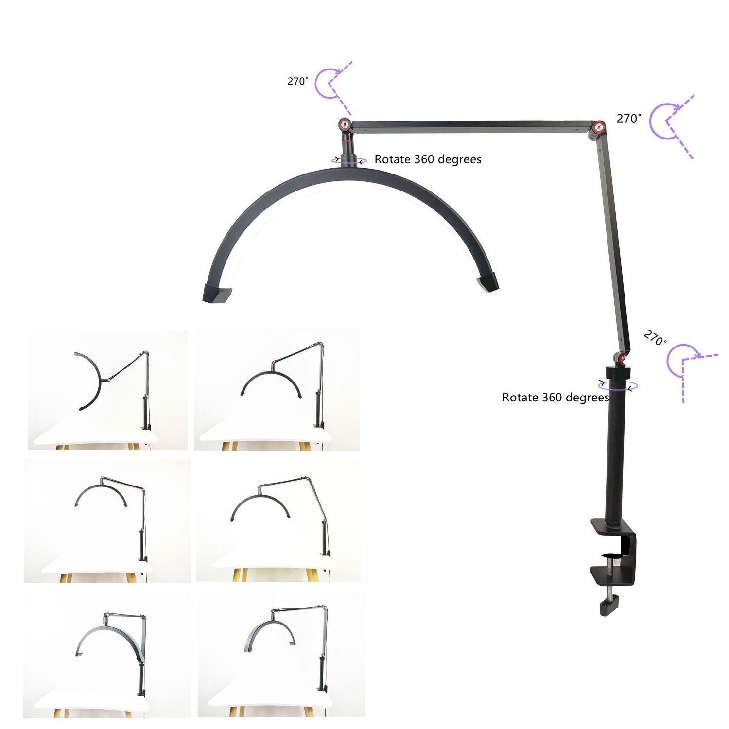 Best Selling Lash Artist  Extension Arch Beauty Light Led Floor Lamp Half Moon Eyelash ring Light for beauty tattoo nail salon