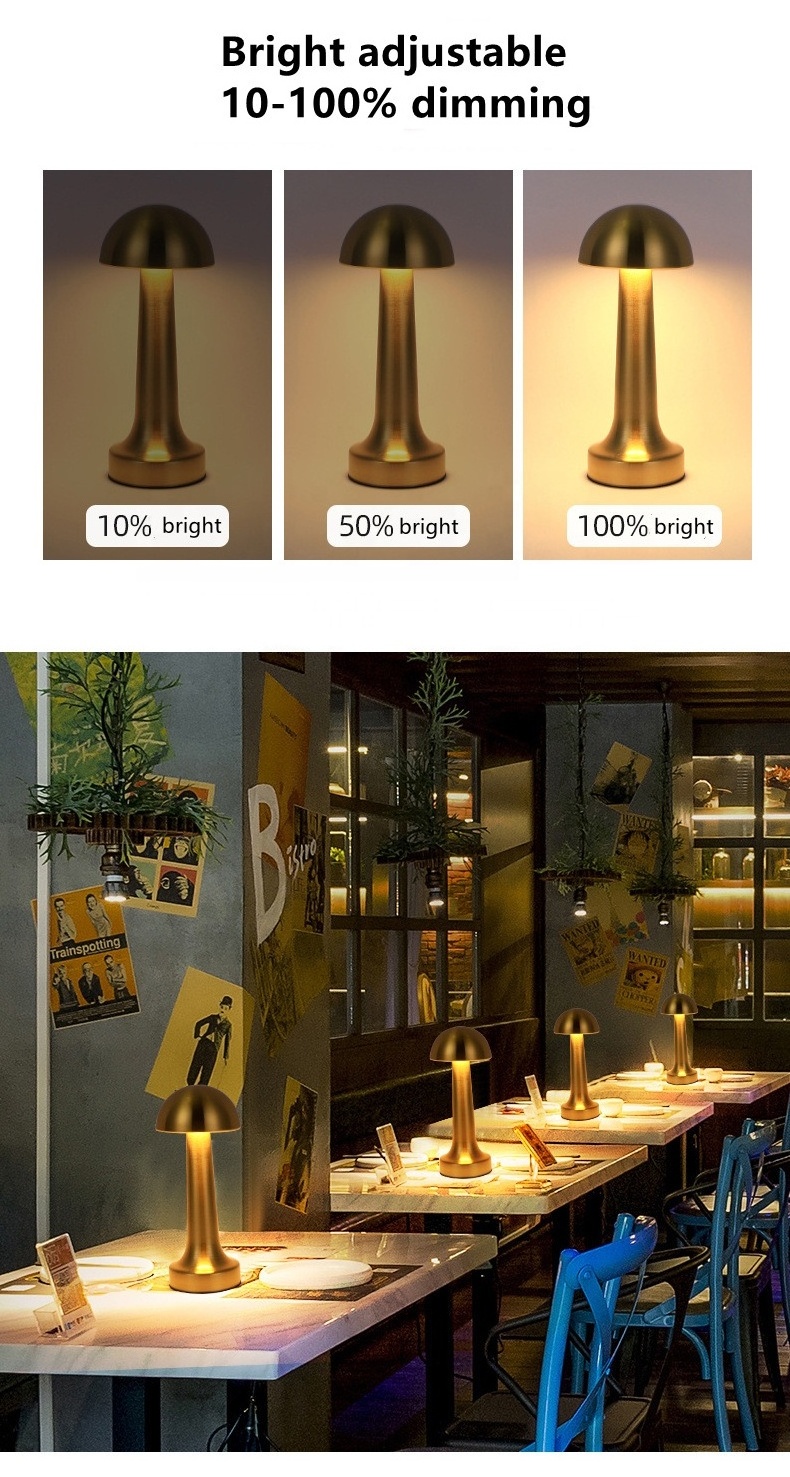 European Bar Restaurant Hotel Bed Side Decoration Dimmable Cordless Rechargeable Table Lamp