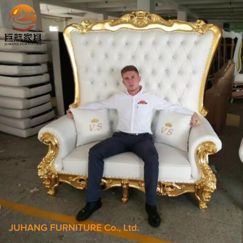 High quality Luxury White Leather king throne chair JH-HL2