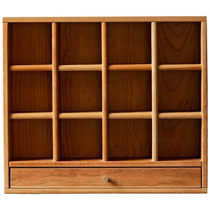 Cherry wood tea set solid wood cup holder Japanese style tea rack lattice multi-borg display cabinet table top storage