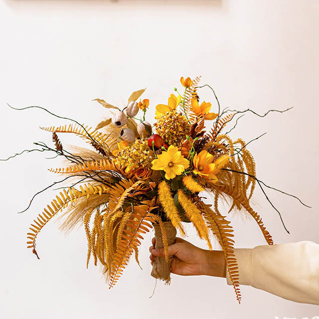 Design simulation bouquet holding flowers high-grade orange flower arrangement living room floral light luxury decoration