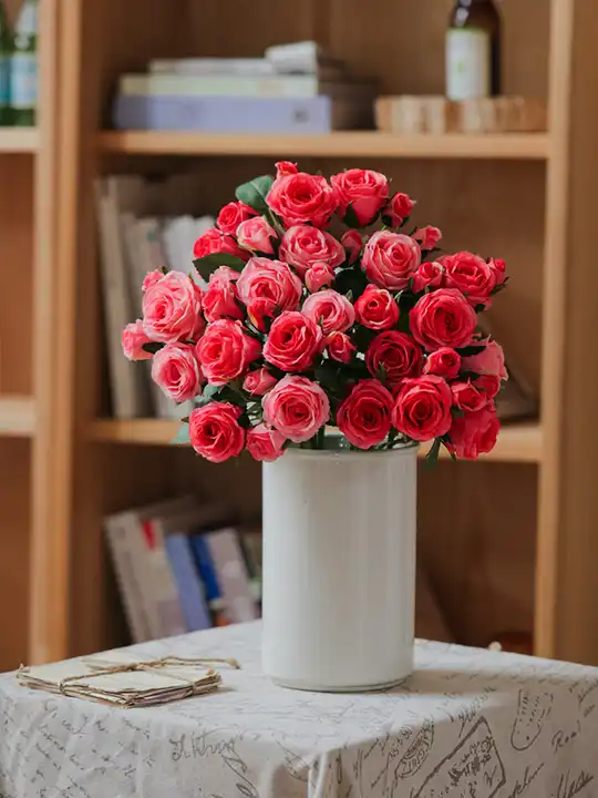 Artificial Red Rose Flower  Roses with Stem Decor for Garden Patio Porch Home Indoor Wedding Flowers Decorative