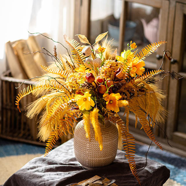 Design simulation bouquet holding flowers high-grade orange flower arrangement living room floral light luxury decoration