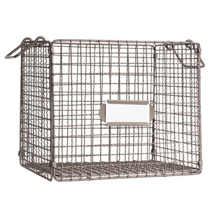 High quality square storage basket multifunctional black metal storage basket steel wire folding storage basket