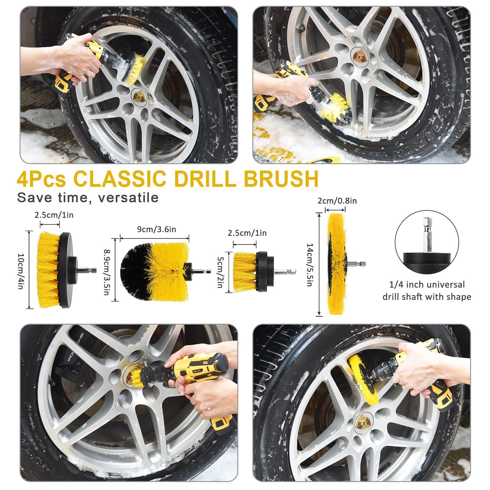 Factory Hot Selling Car Detail Brush Drill Cleaning Brush Set