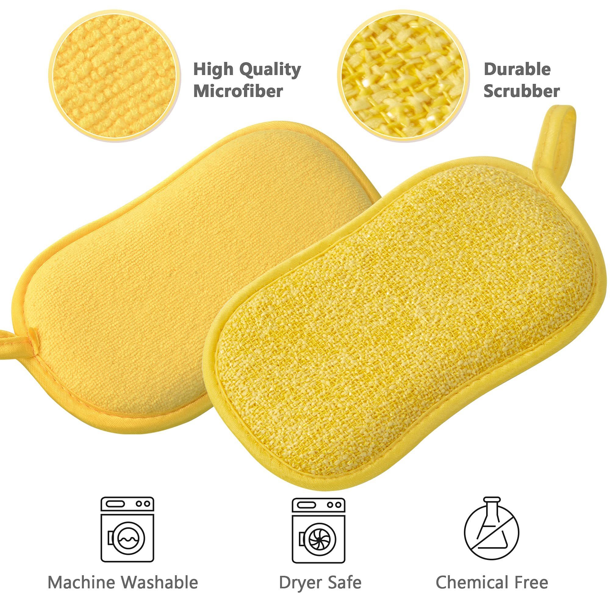 Multi-Purpose Kitchen Microfiber Scrub Sponges Scouring Dishes Cleaning Pads