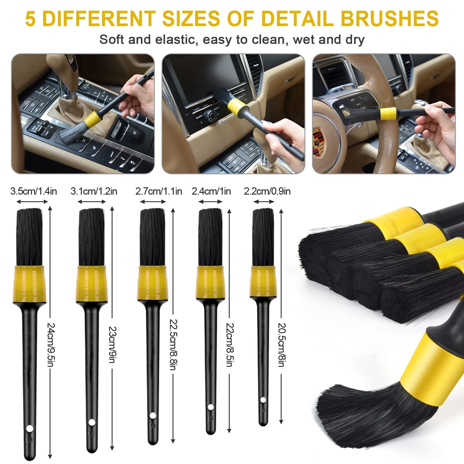 Factory Hot Selling Car Detail Brush Drill Cleaning Brush Set