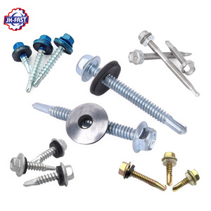 Carbon steel stainless steel hex flange head self drilling pvc roofing screw with epdm rubber washer hexagon self drilling screw