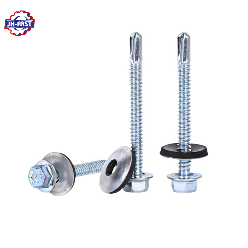 Carbon steel stainless steel hex flange head self drilling pvc roofing screw with epdm rubber washer hexagon self drilling screw