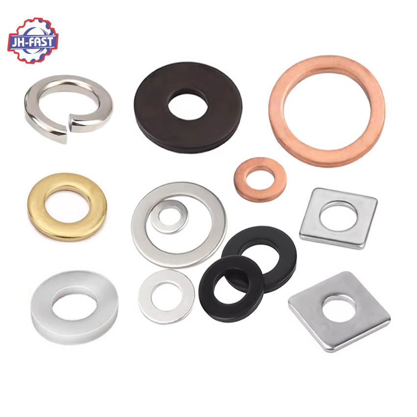 Custom black Oxide galvanized Plating Metal steel Stainless Steel 304 316 plain Thin Shim Square Split Spring Lock Flat Washer