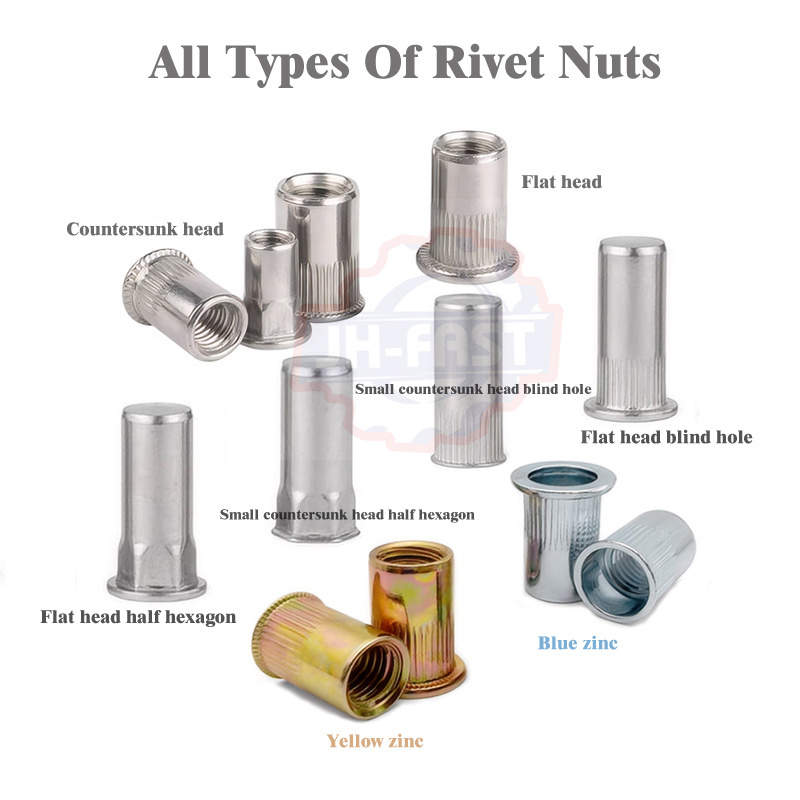 Flat head rivet nuts m3 m4 m5 m6 m8 m10 brass butterfly wing nut stainless steel lifting eye flange dome cap hex blind rivet nut