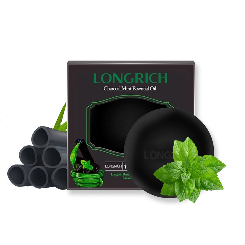 Longrich private label Cool feel summer bamboo charcoal essential oil addition whitening  natural organic face soap black soap