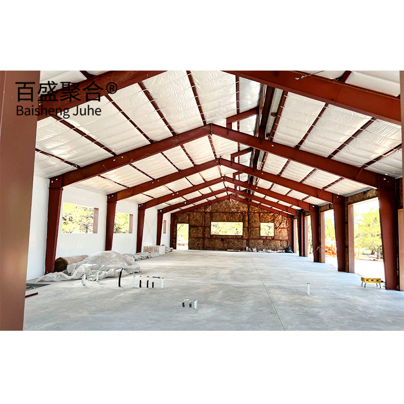 Function Design Red Iron Steel Structure For Sale Commercial Shed Pre Engineering Church Metal Materials Sandwich Panel Building