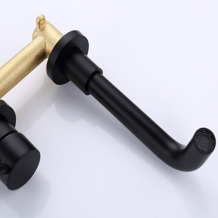 Brass single handle bathroom water taps matte black wall mounted concealed basin mixer faucet