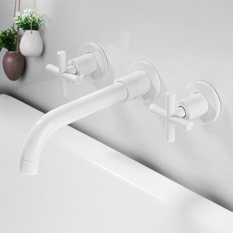 White wall mounted hot and cold water wash face faucet hotel villa bathroom basin mixer tap faucets