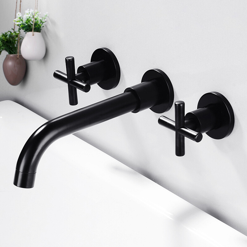 White wall mounted hot and cold water wash face faucet hotel villa bathroom basin mixer tap faucets