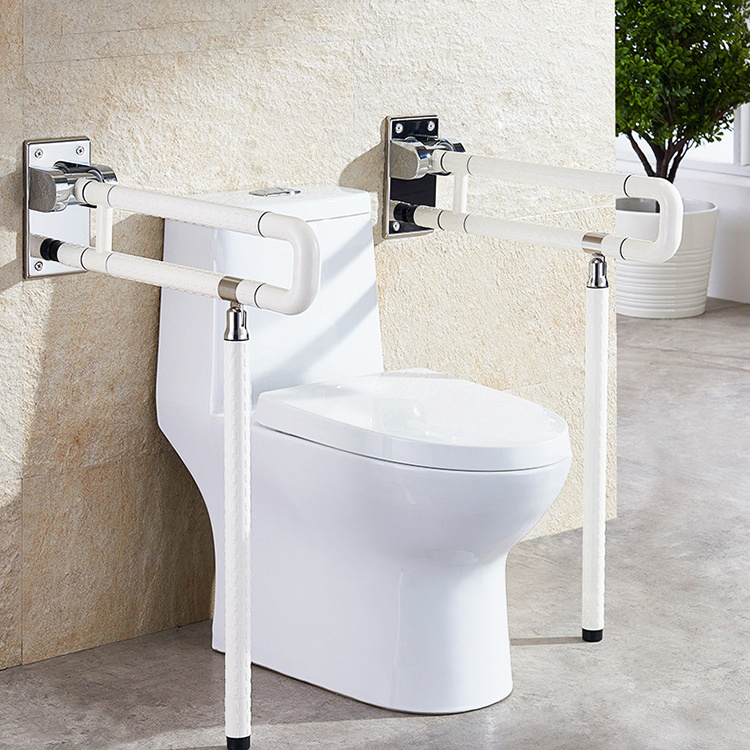 JHL Anti slip wall mounted shower toilet bathroom handrail safety folding swing up abs grab bars for disabled elderly