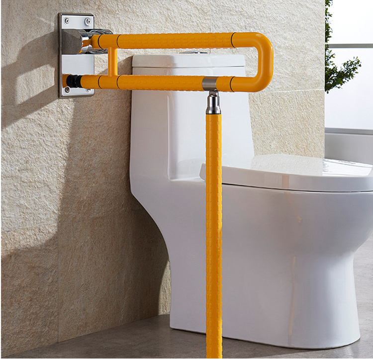 JHL Anti slip wall mounted shower toilet bathroom handrail safety folding swing up abs grab bars for disabled elderly