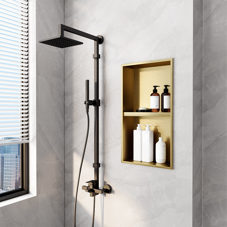 Norye sus304 stainless steel living room TV storage niche recessed square wall mounted gold shower niche